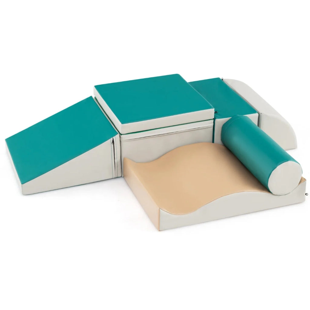 Set di 7 blocchi da costruzione in schiuma per arrampicarsi e gattonare 60 x 40 x 11 cm ideali per bambini in similpelle verde 20_0009990