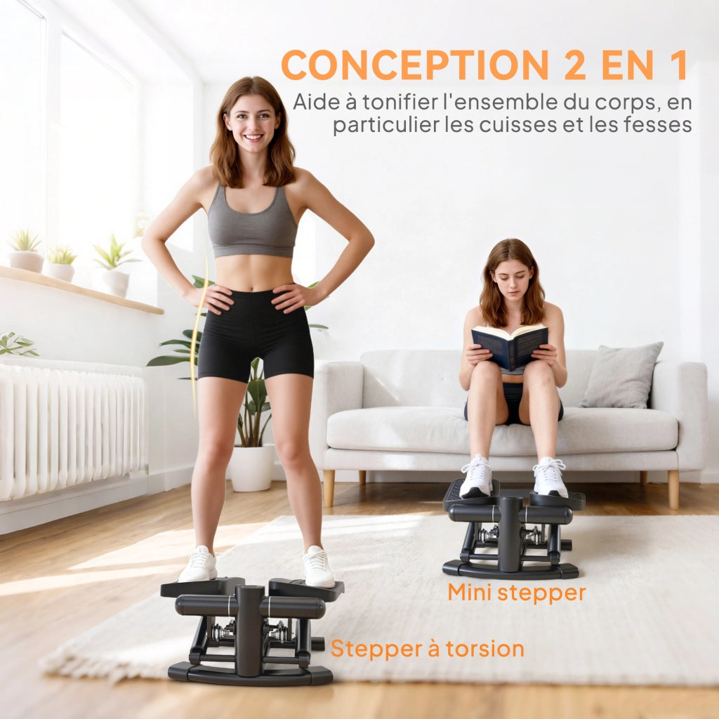 Stepper Fitness 2 in 1 con Display LCD ¨C zephmum ¨C Nero 42x34x22 cm