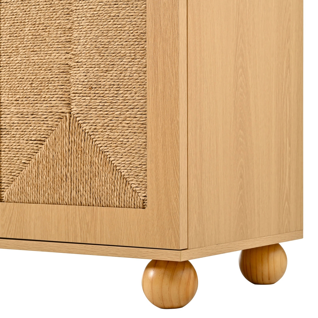 Credenza e madia con 2 ante, vano aperto e ripiano regolabile, per soggiorno e ingresso, naturale, 80 × 40 × 180 cm