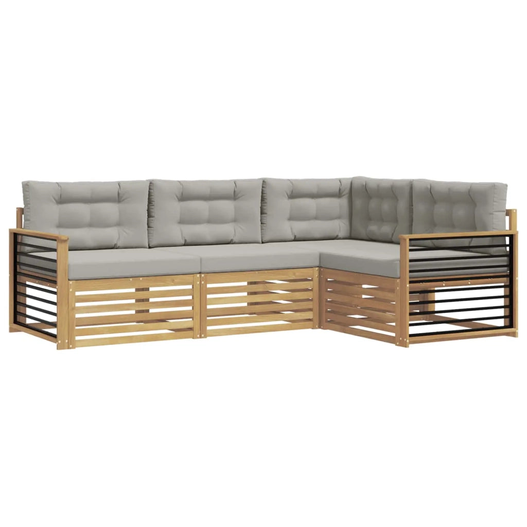 Set di divani da esterno 5 pcs Bianco e Grigio Chiaro 3390416