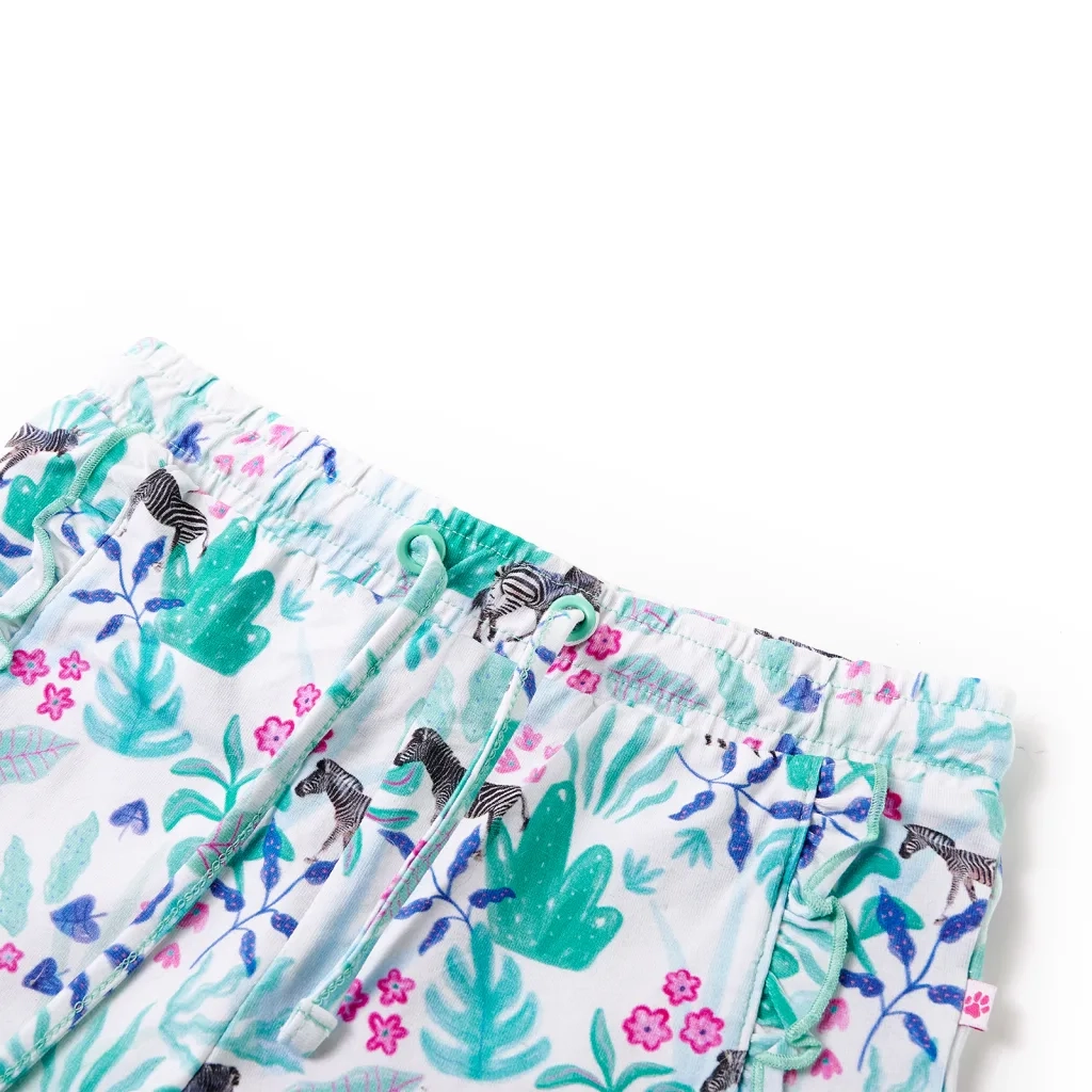 Pantaloncini per Bambini con Coulisse Ecru e Menta Scuro 140 CFW2579802