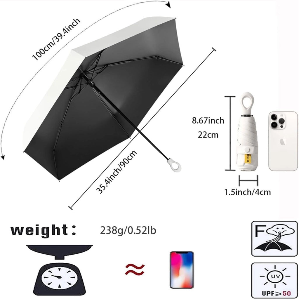 MINI OMBRELLO PORTATILE COMPATTO PIOGGIA ANTIVENTO DA BORSA BORSETTA VIAGGIO