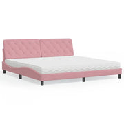 Letto con Materasso Rosa 200x200 cm in Velluto