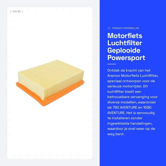 Filtro d'aria per motocicletta - Confezionato per Powersport - Facile da installare - Filtro d'aria sostitutivo - Adatto per 790 1090 1190 - Modello 2...