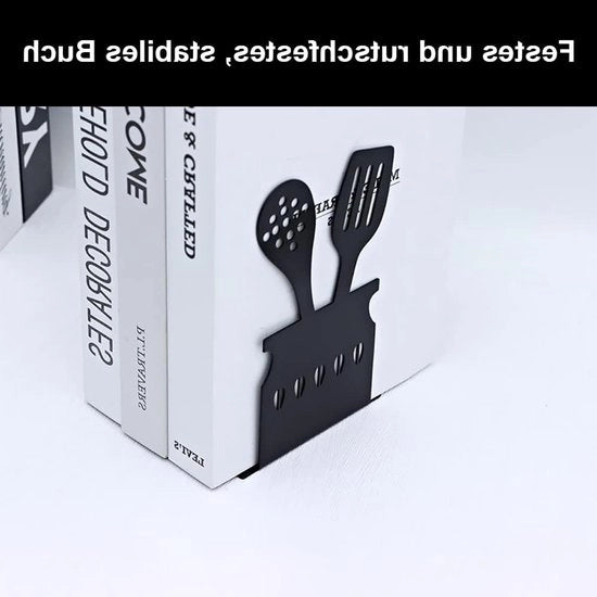 Sostegni in Metallo per Libri - Adatti a Scaffali per Libri - 2 Pezzi - Nero - Sostenibile