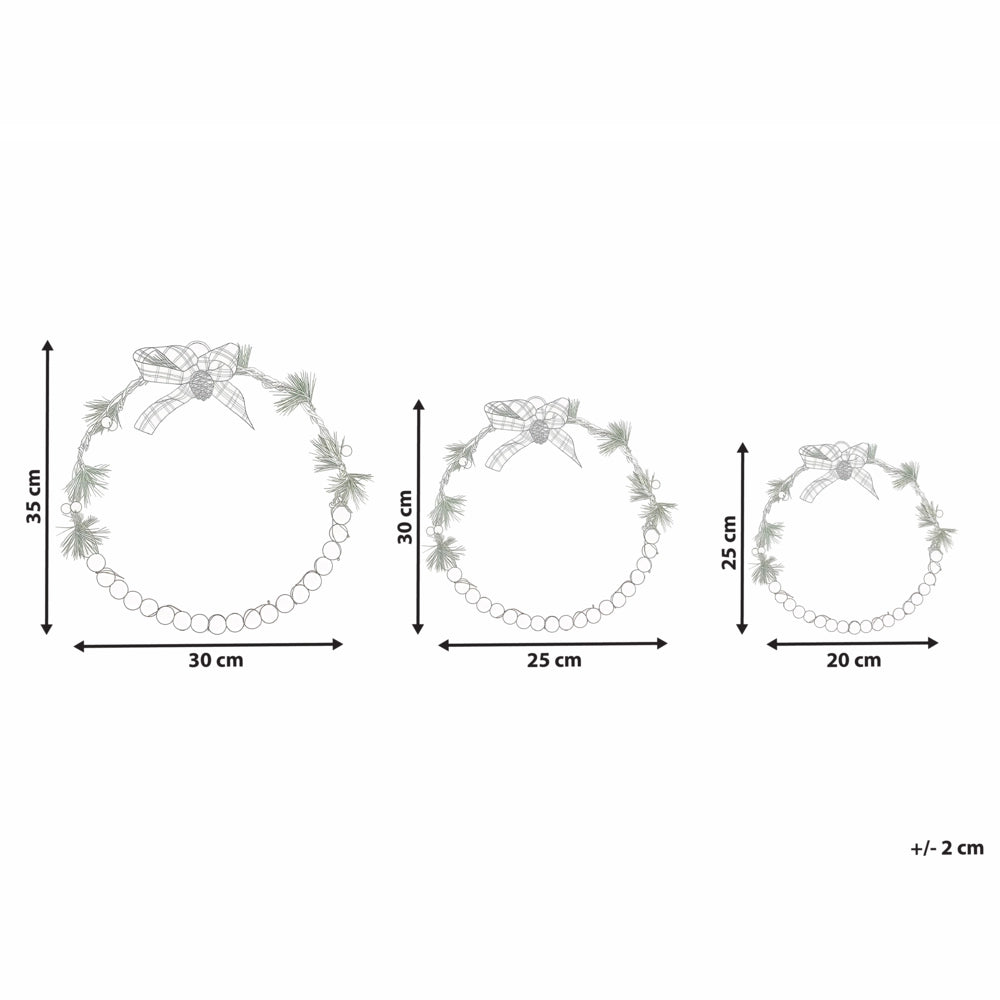 Set di 3 decorazioni natalizie Ghirlanda luminosa LED in legno di abete bianco Fatto a mano Tradizionale