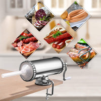 2,5kg Insaccatrice per Salsiccia Macchina per la Produzione di Salsicce Insaccatrice Manuale, in Acciaio Inossidabile, Salsicce Siringa con 3 Tubi di Riempimento