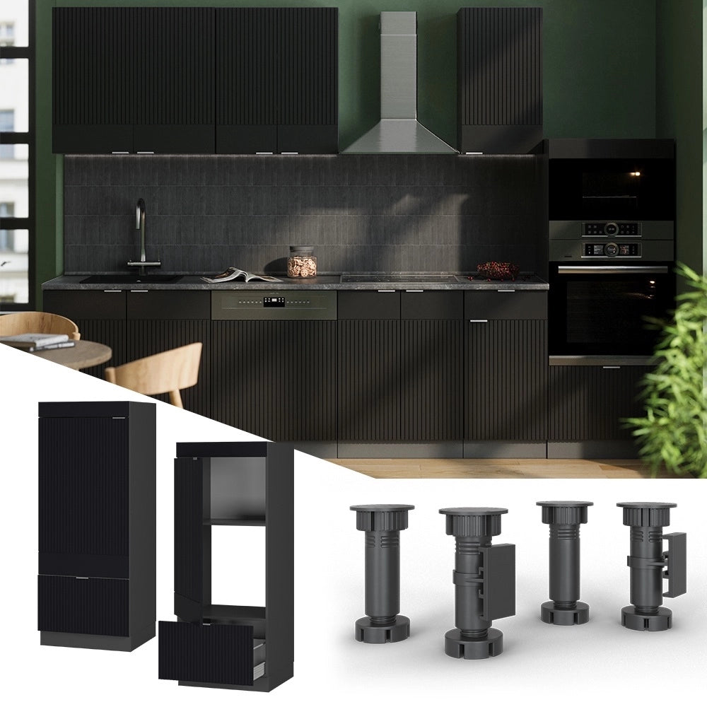 Mobile cucina microonde Fame-Line Nero rigato/Antracite 60 cm Vicco