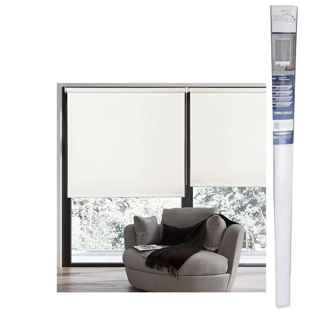 Trade Shop - Tenda Rullo Oscurante 100x180cm Bianco Con Catenina Tende Parasole Finestra Casa -