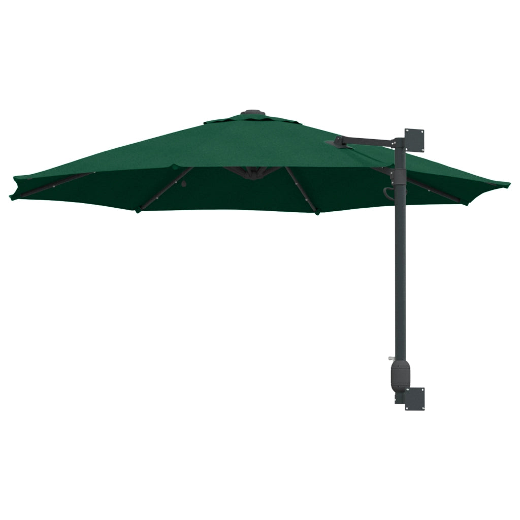 Ombrellone da Giardino Montato a Muro con LED Verde 248 cm