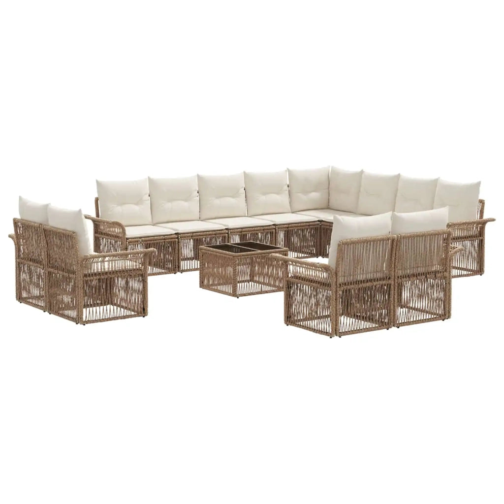 Set Divano da Giardino 13 pcs Beige e Bianco Crema polyrattan 3435009