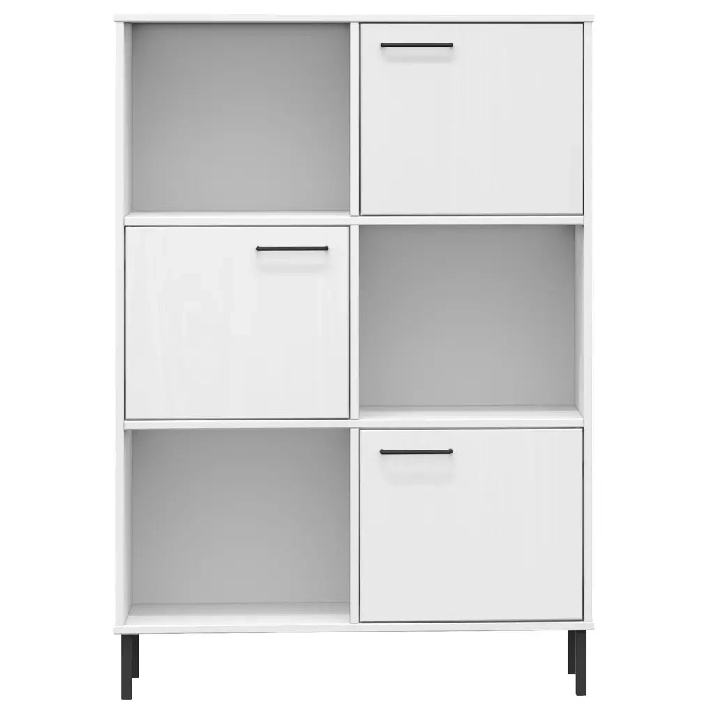 Libreria Gambe Metallo Bianco 90x35x128,5cm Legno Massello OSLO