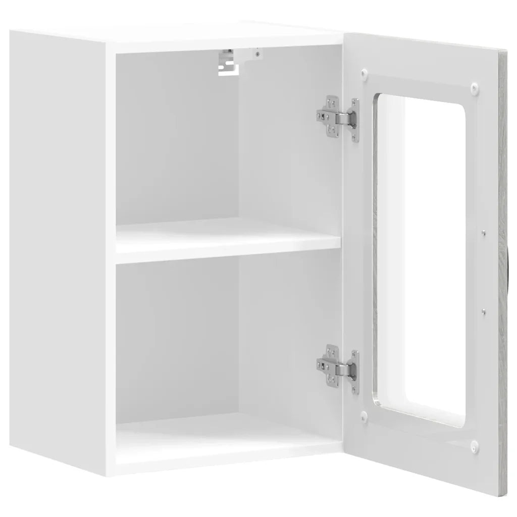 vidaXL Pensile da Cucina con Porta in Vetro Kalmar Grigio Sonoma