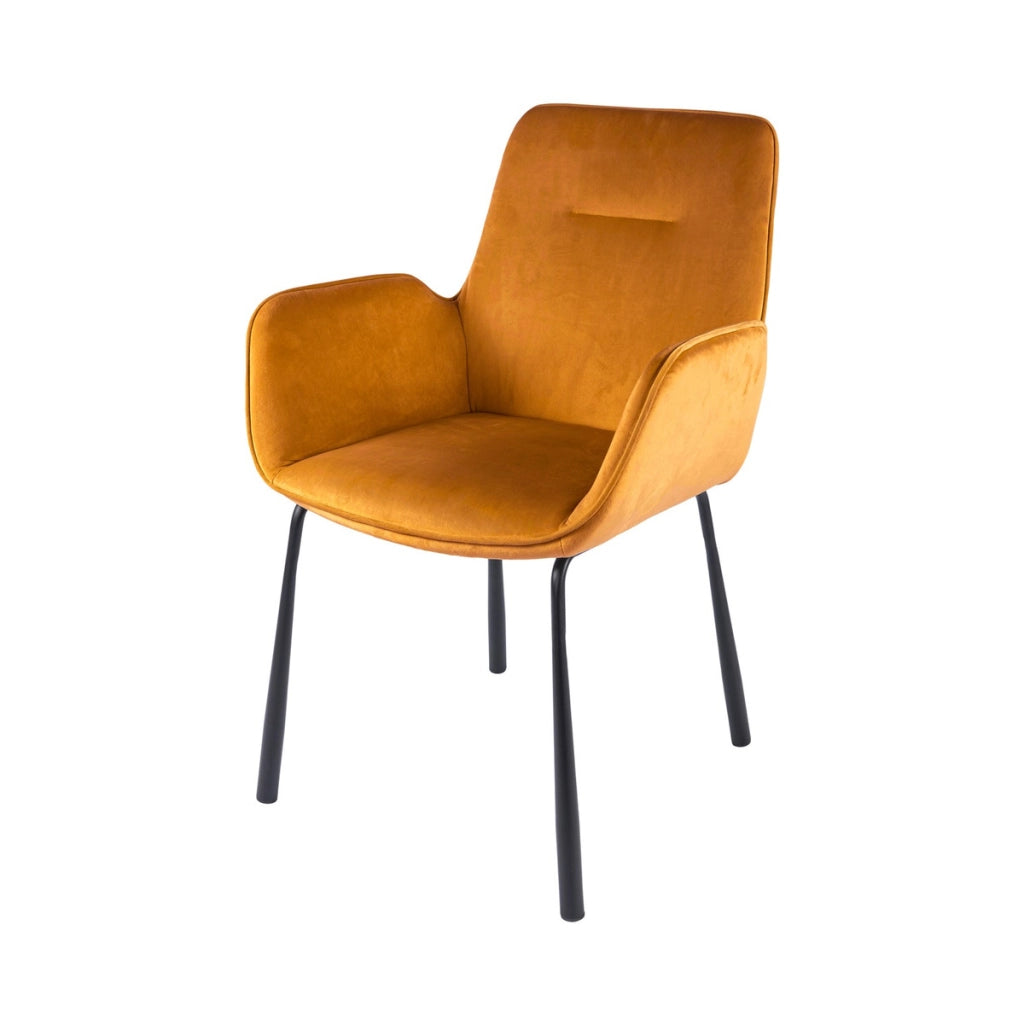 Sedia Eliot 100 in velluto sabbia con braccioli