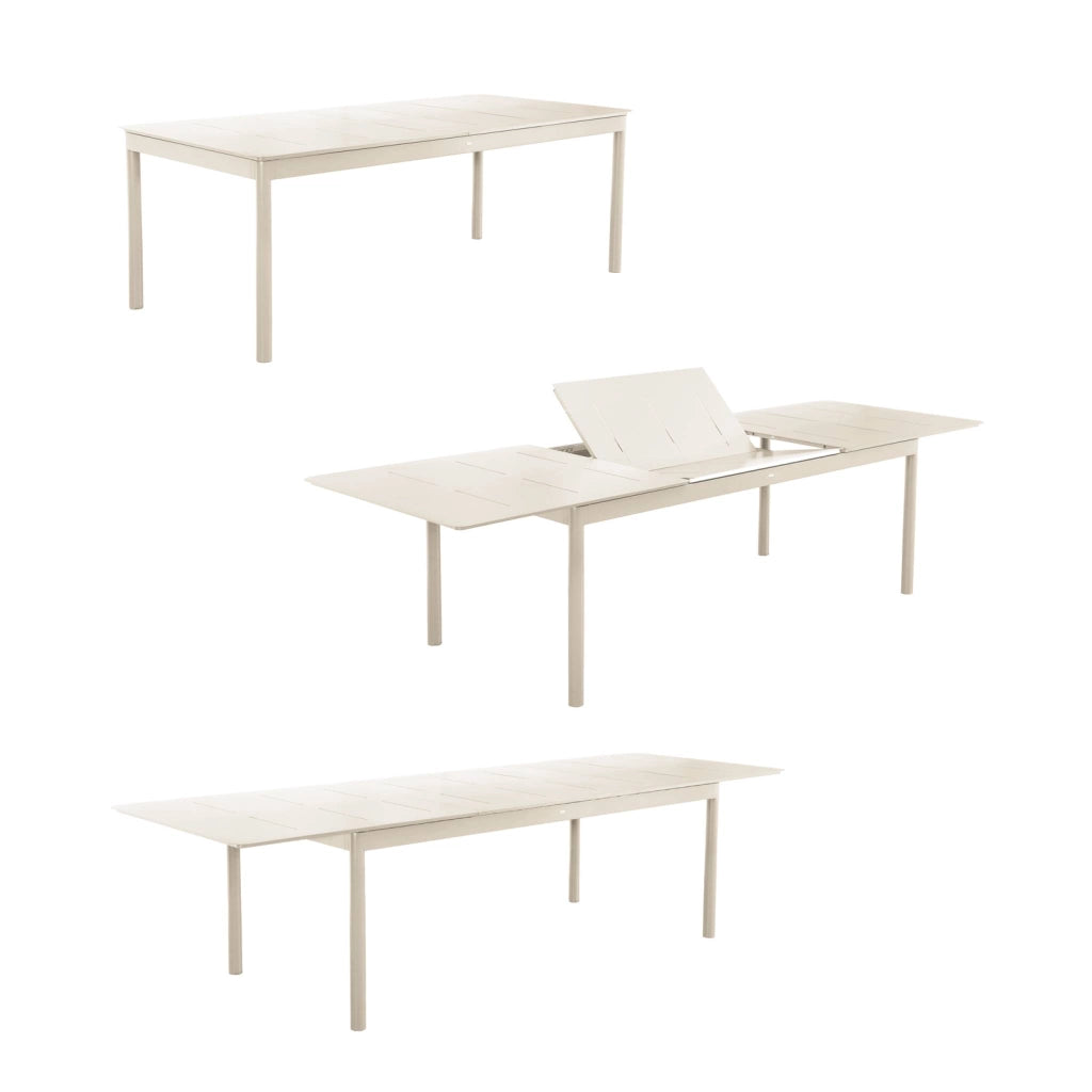 Tavolo da giardino allungabile in alluminio, 8 posti, beige