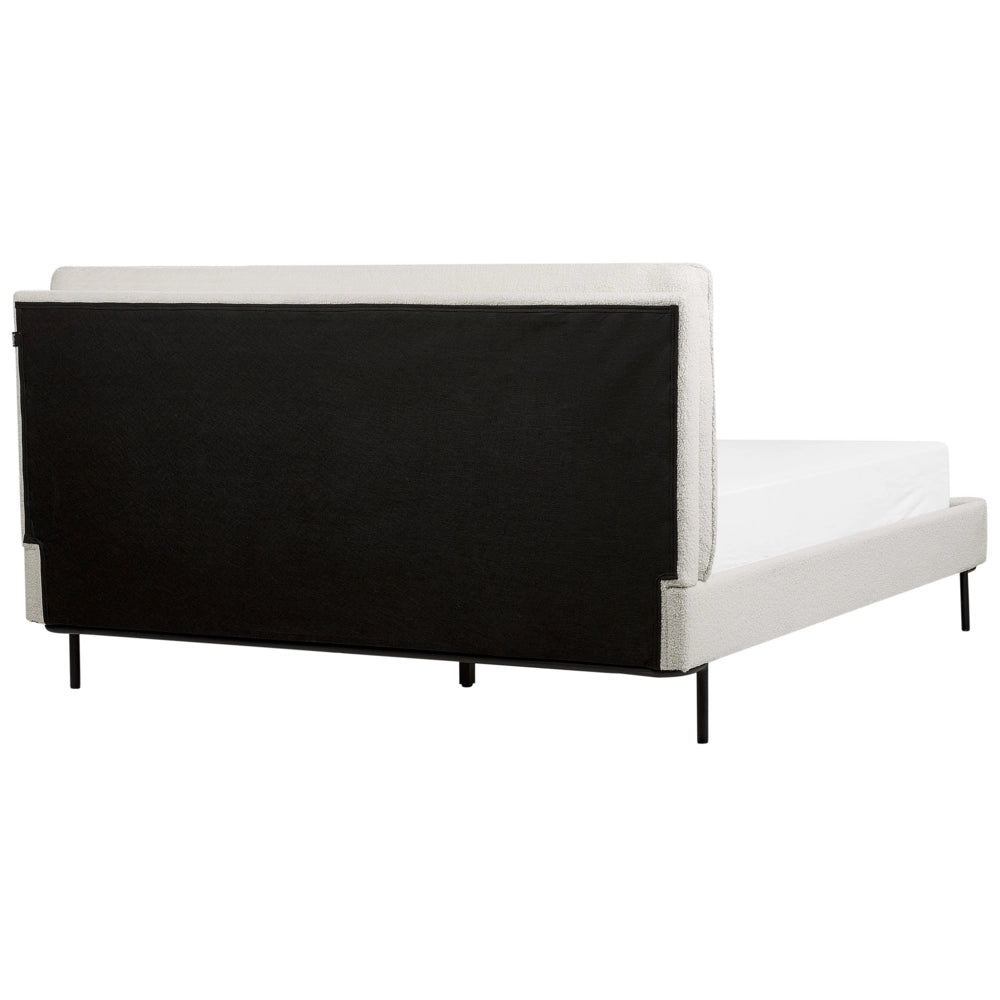 Letto a doghe Bianco Bouclè Imbottito 160 x 200 cm EU Matrimoniale Design Moderno