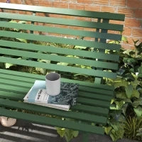 Panchina da Esterno in Alluminio a 2 Posti a Doghe, 123x67x79cm, Verde
