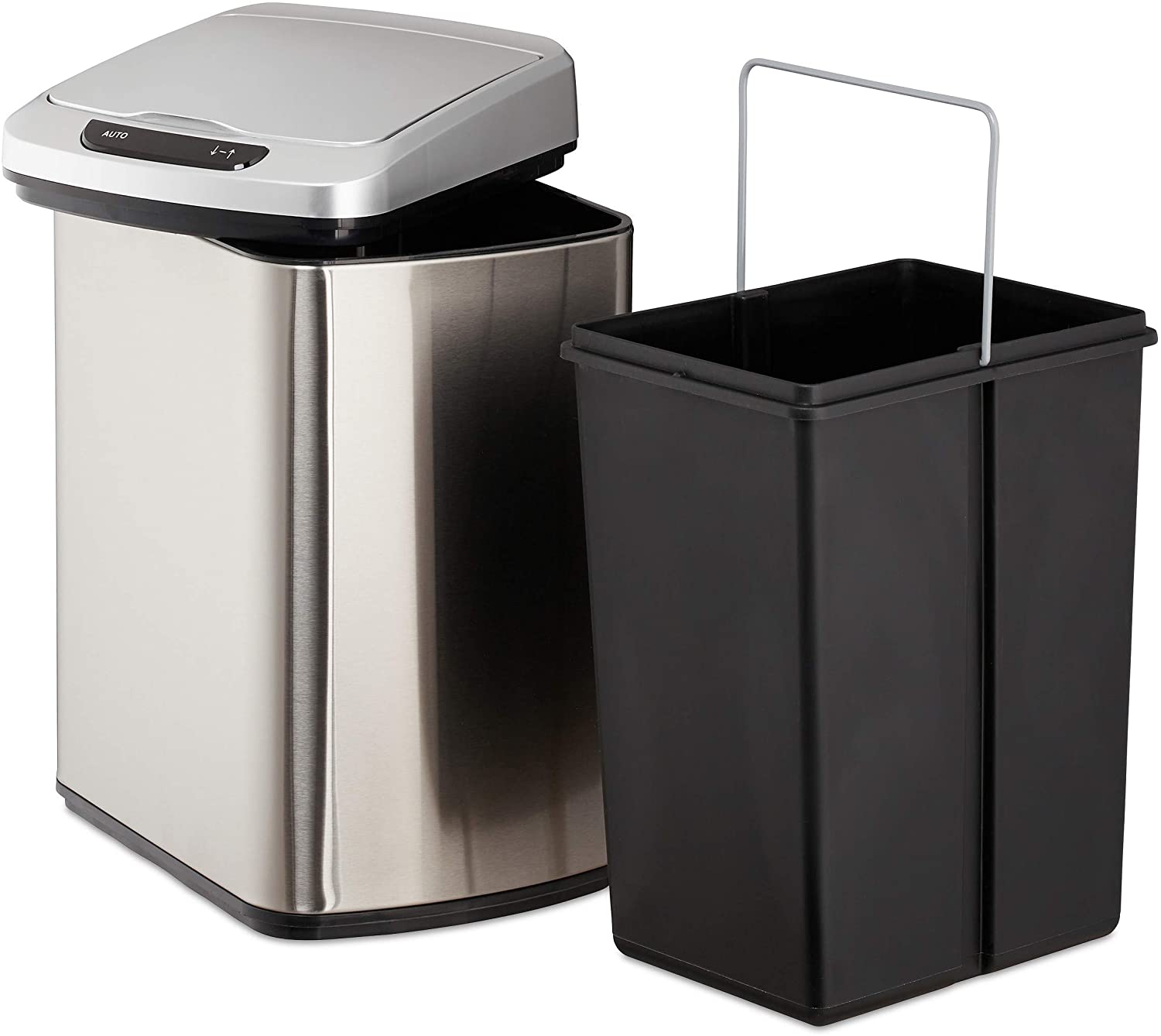 Pattumiera da cucina coperchio automatico con chiusura contenitore 12 litri argento 13_0002336