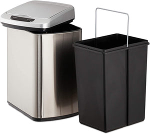 Pattumiera da cucina coperchio automatico con chiusura contenitore 12 litri argento 13_0002336