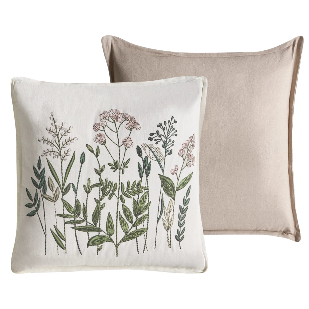 Set di 2 cuscini decorativi in tessuto di cotone bianco e beige con motivo floreale 45 x 45 cm
