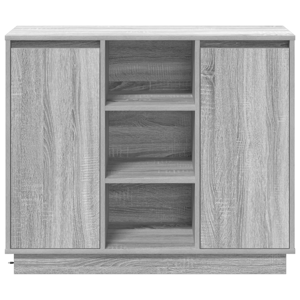 Sideboard con LED Grigio Sonoma 90x32x75 cm in Legno Ingengnerizzato