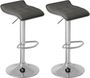 Sgabelli da Cucina Set di 2, Sgabelli da Bar, Altezza Regolabile, Girevoli a 360°, PU, Struttura in Metallo, Soggiorno, Bar, Caffè, Grigio