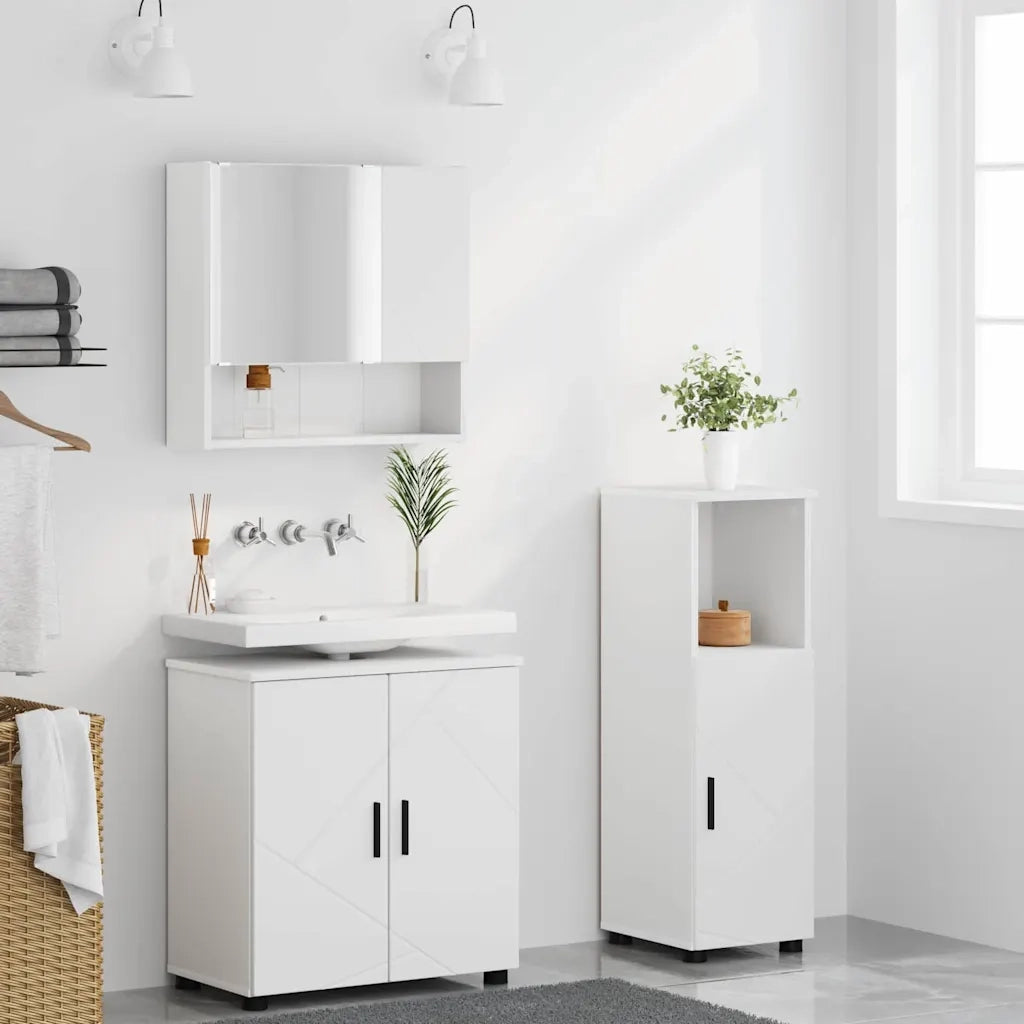 Set di mobili per il bagno Montaggio a parete 3 pcs Bianco 3392943