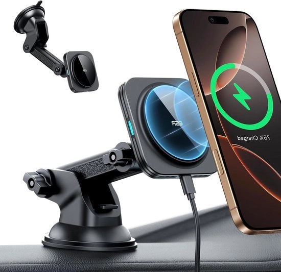 Opluchatore wireless per reggiporta di cellulare per auto con funzione ricarica - Compatibile con reggiporta MagSafe per auto - Solo per iPhone 13/13 mini/13 Pro Max/12/12 Pro/12 mini/12 Pro Max - Nero