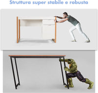 Scrivania Moderna per Computer, Postazione di Lavoro con Armadietto e Cassetto, Design Semplice ed Elegante, Scrivania con Superficie Liscia, Ideale per Casa e Ufficio