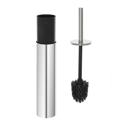 Portascopino tondo slim in acciaio inox 304 setole nere e secchio estraibile