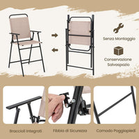 Set Mobili da Giardino 4 Pezzi in Metallo, Tavolo in Vetro e 2 Sedie Pieghevoli, Tavolo da Giardino con Ombrellone e Sedie, per Giardino, Portico, Balcone (Con Ombrello)