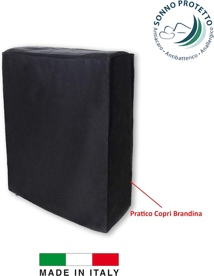 Qualydorm Letto branda  Pieghevole in Ferro antiruggine con Ruote;  doghe in Legnoe; Materassoin WaterFoam