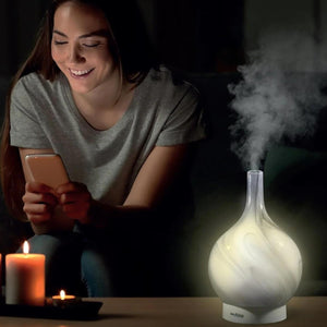 Innoliving INN-773G Diffusore d'Aroma ad Ultrasuoni in Vetro, Capacità 150ml, Copertura in Vetro Effetto Marmo Resistente