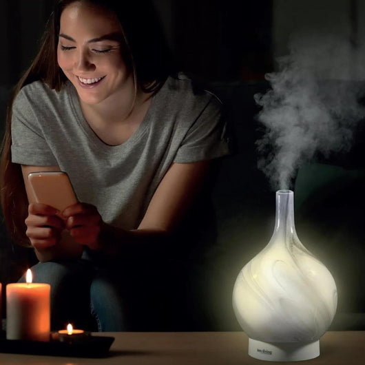 Innoliving INN-773G Diffusore d'Aroma ad Ultrasuoni in Vetro, Capacità 150ml, Copertura in Vetro Effetto Marmo Resistente
