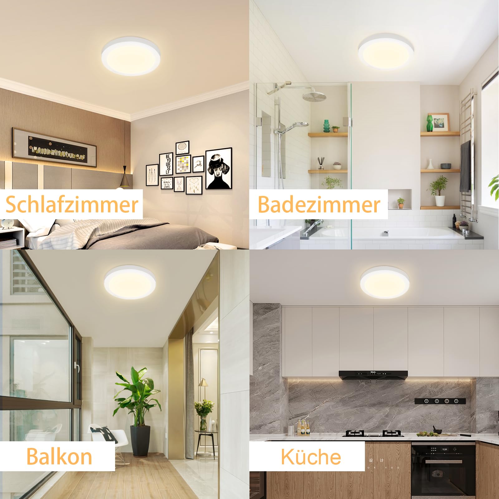 ZMH Lampada da soffitto LED set 2 pezzi tonda 18W 3000K 23cm bianca caldo moderna per corridoio interno