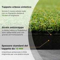 Tappeto da Allenamento Golf 3-in-1, Tappetino da Allenamento in Erba Sintetica con 2 Punte da Golf, 2 Aste di Allineamento e 3 Fori Preforati per le Punte