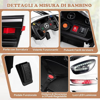 Macchina Elettrica per Bambini, Mercedes Auto Cavalcabile con Telecomando 3 Velocità Luci LED Musica e Connessione Senza Fili, Partenza Morbida, 4,5 Km/h, 3+ Anni (Bianco)