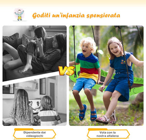 Altalena da Giardino Per Bambini, Altalena Ovale da Albero, con Maniglie, per Esterno, Portata Max. 150 kg (Verde)