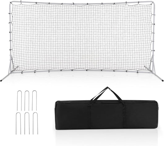 Porta da Calcio Rimbalzanti 372,5 x 182,5 CM, Set di Attrezzature da Calcio con Rete Resistente alle Intemperie, Borsa e 6 Picchetti per Terreno, Cortile e Parco