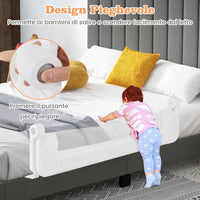 Sponda Letto per Bambini 105/120/150 cm, Barriera di Sicurezza per Neonati, Barriera Letto Pieghevole e Portatile, con Cinghia di Sicurezza (Bianco, 120 x 40 x 42 cm)