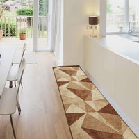 Tappeto Cucina Tessitura Piatta Effetto 3D Antiscivolo Corridoio Bagno Marrone 50x80 cm