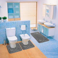 Tappeto Bagno 50x110 cm Tinta Unita Antiscivolo Assorbente Camera Letto Made In Italy Grigio