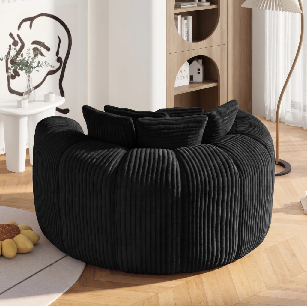 POLTRONA Lounge in velluto a coste Nera con 5 cuscini