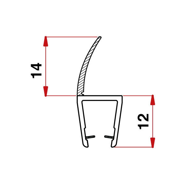 Profilo H3 Guarnizione per box doccia vetro 6/8 baffo 14