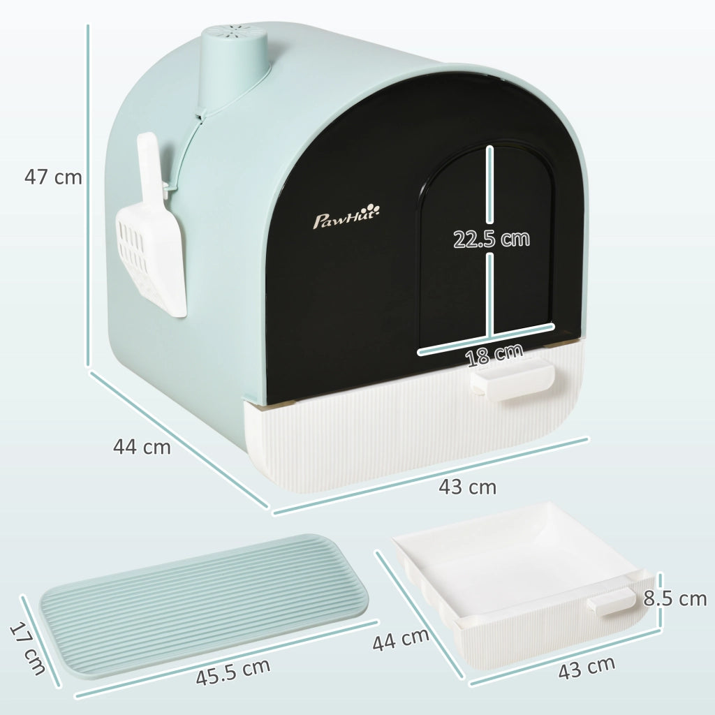 Lettiera per Gatti Chiusa con Filtri ¨C zephmum ¨C Verde PP 43x44x47cm