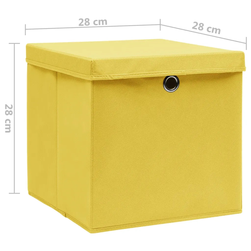 Contenitori con Coperchi 4 pz 28x28x28 cm Giallo CFW3018926