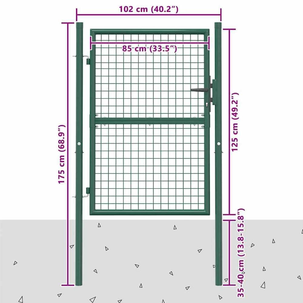 Steel Fence Gate 100x125 Cm Green