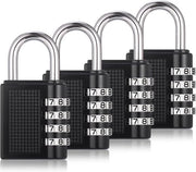 Set di 4 Cifre di Sicurezza Resistenti all'Acqua Nero - Cifra di Sicurezza a Sospensione 4 Cifre per Borsa, Cassetto e Armadio