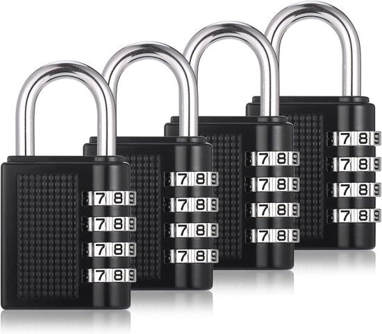 Set di 4 Cifre di Sicurezza Resistenti all'Acqua Nero - Cifra di Sicurezza a Sospensione 4 Cifre per Borsa, Cassetto e Armadio