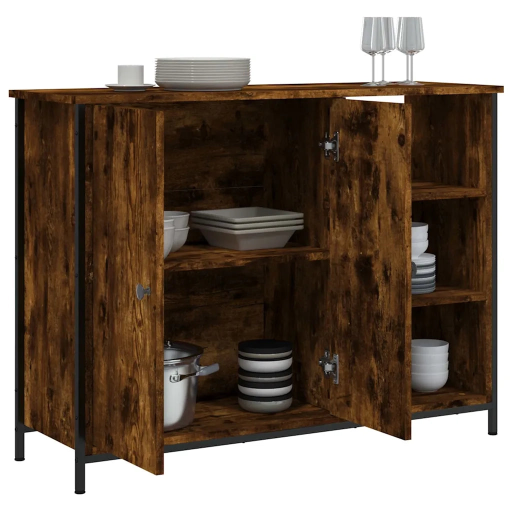 Credenza Rovere Fumo 100x33x75 cm in Legno Multistrato 835551
